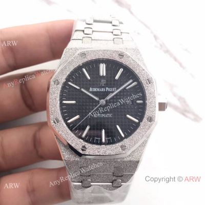 Audemars Piguet JF Factory Royal Oak Watch Replica Frosted Black Dial